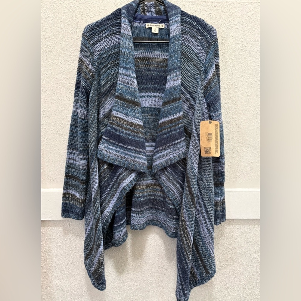 Ruff Hewn Blue Multi Waterfall Cardigan NWT Small